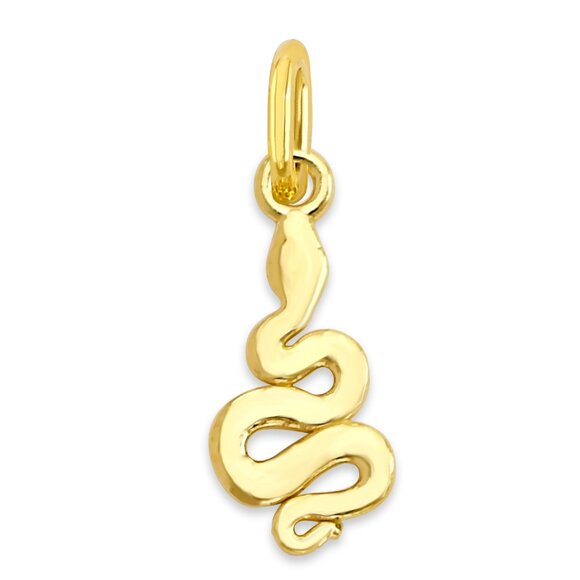 Solid 14k Gold Snake Charm with Jump Ring for Bracelet or Necklace - Picture 1 of 6